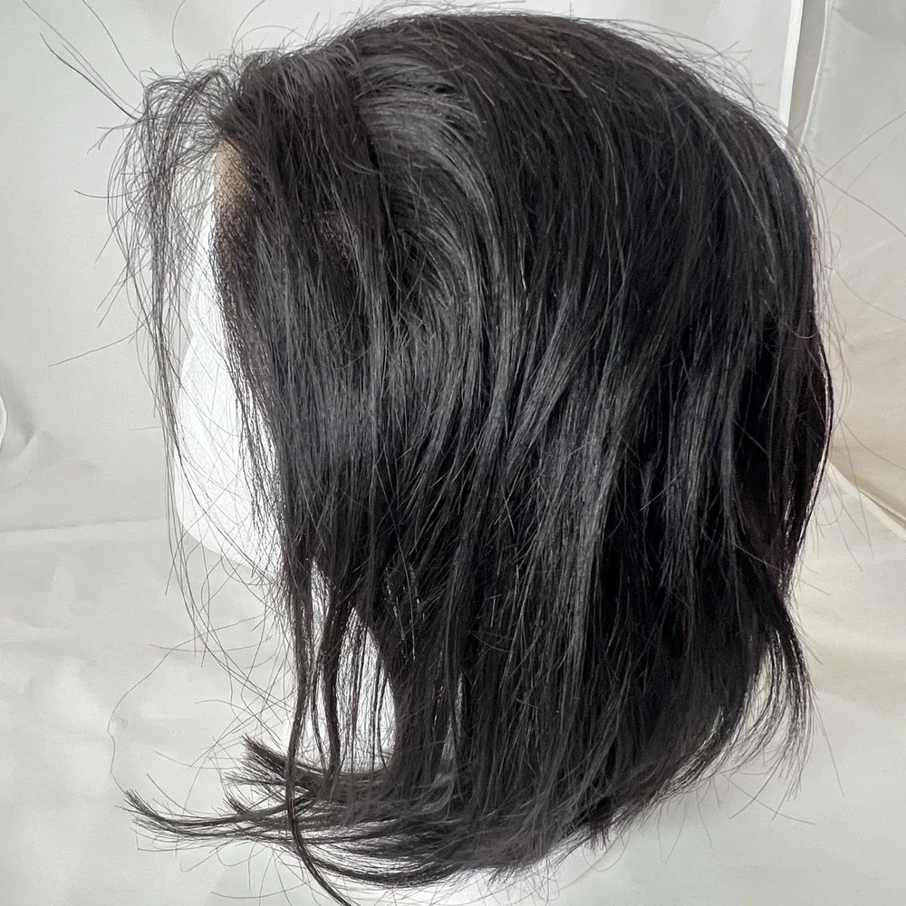 Black Lace Front Wig Layered Bob Synthetic natural Hairline Cosplay Costume NWT